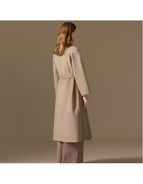 Pure cashmere double-faced cashmere coat women long fall and winter loose classic tweed jacket