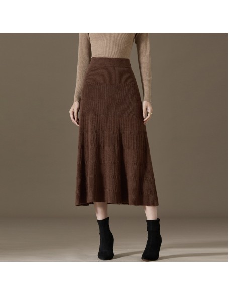 Cashmere knit bustier skirt women new loose cashmere knit pleated skirt sub