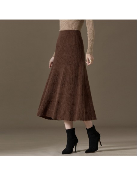 Cashmere knit bustier skirt women new loose cashmere knit pleated skirt sub