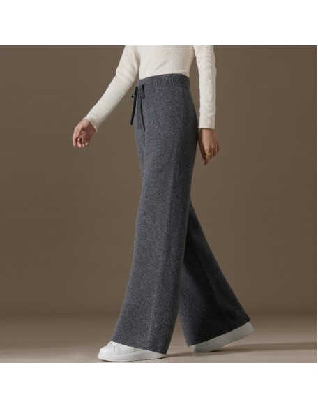 Autumn and winter new small cashmere wide-leg casual pants female versatile simple knitted cashmere pants