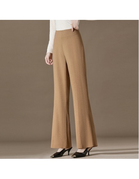 Solid color wool pants women casual versatile temperament simple worsted thin pants