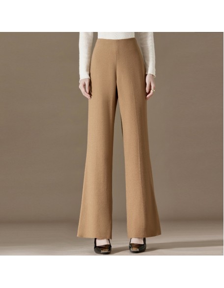 Solid color wool pants women casual versatile temperament simple worsted thin pants