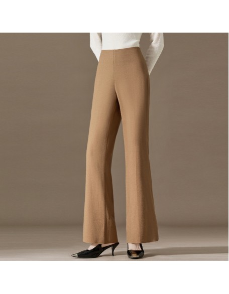 Solid color wool pants women casual versatile temperament simple worsted thin pants