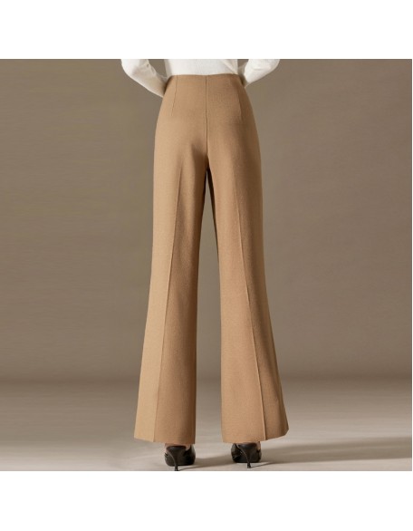 Solid color wool pants women casual versatile temperament simple worsted thin pants