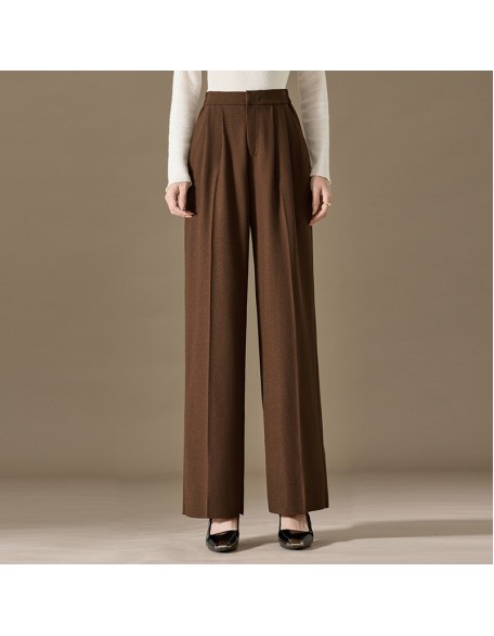 Wide-leg pants women high-waisted draped thin casual straight wool worsted twill thin section wide-legged pants