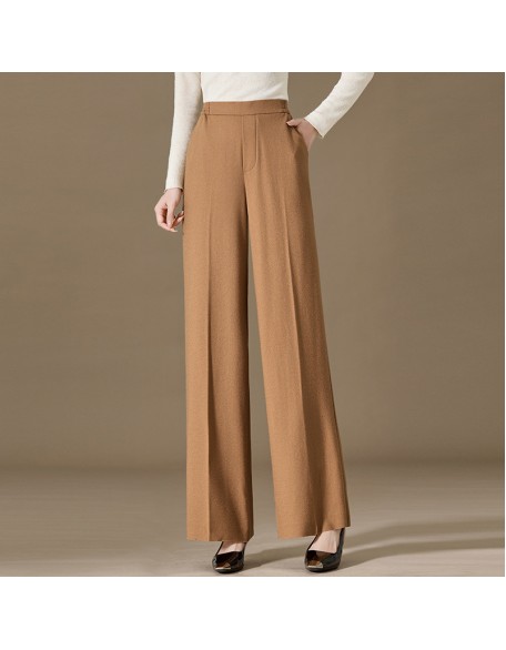 Draped skinny narrow wide-legged pants women wool commuter suit pants casual straight mopping pants