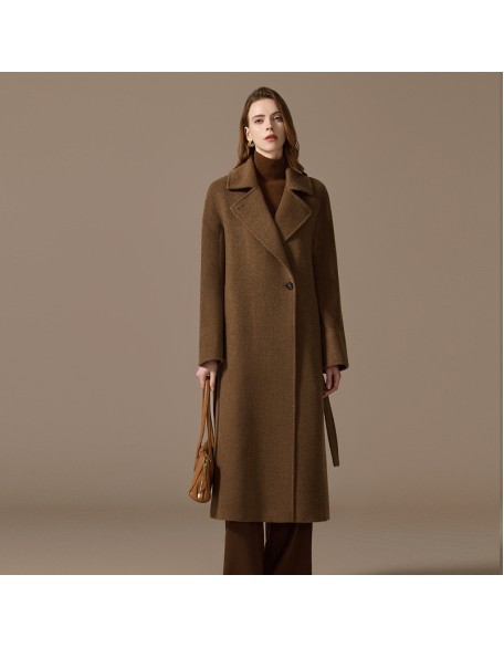 Camel velvet coat women medium-length winter new senior sense of temperament tweed jacket