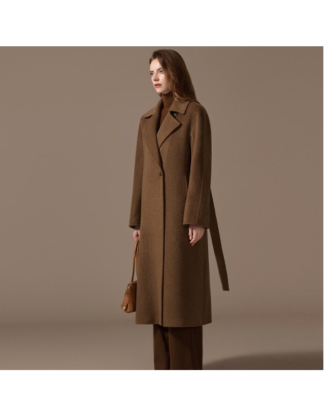 Camel velvet coat women medium-length winter new senior sense of temperament tweed jacket