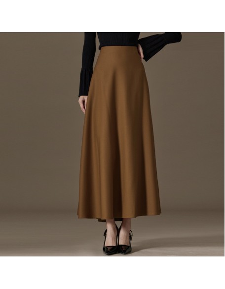 Sheep wool fall and winter models A-line version of the red medium-length wool half-body skirt female