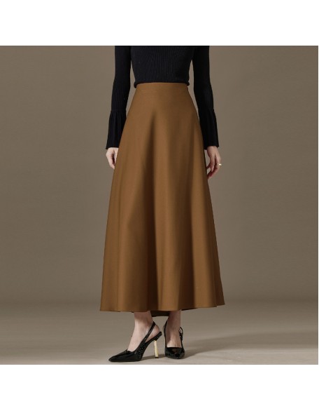 Sheep wool fall and winter models A-line version of the red medium-length wool half-body skirt female