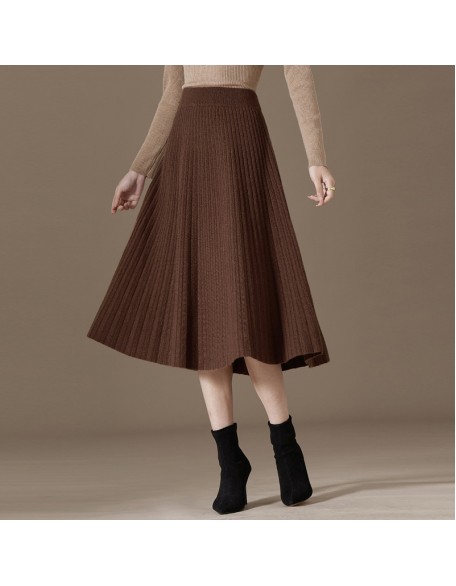 Autumn and winter new pure cashmere bustier female solid color versatile skirt high-waisted knitted cashmere bottoming four flat skirt