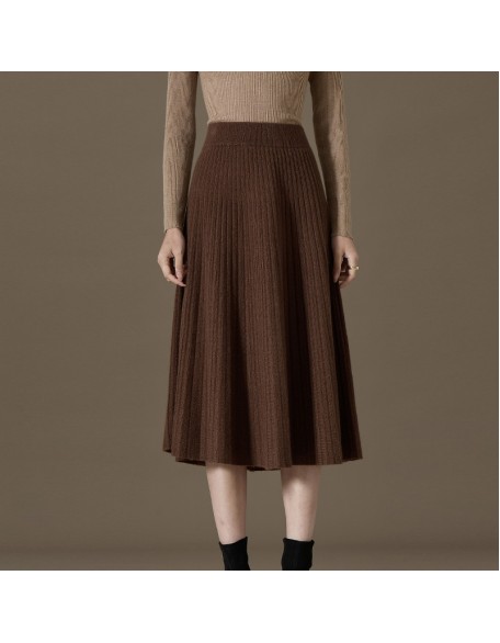 Autumn and winter new pure cashmere bustier female solid color versatile skirt high-waisted knitted cashmere bottoming four flat skirt