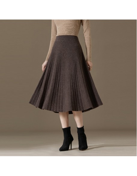 Autumn and winter new pure cashmere bustier female solid color versatile skirt high-waisted knitted cashmere bottoming four flat skirt