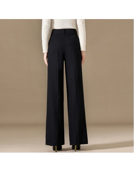 Wool wide-legged pants women casual versatile solid color imitation temperament pants