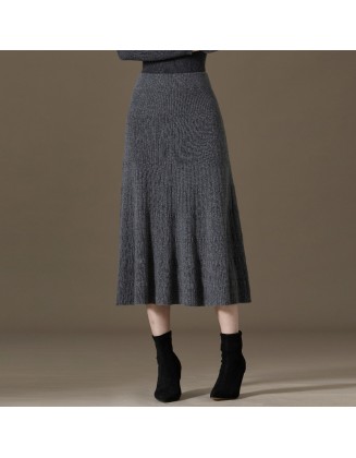 Cashmere knit bustier skirt women new loose cashmere knit pleated skirt sub