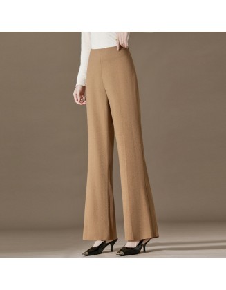 Solid color wool pants women casual versatile temperament simple worsted thin pants