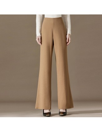 Solid color wool pants women casual versatile temperament simple worsted thin pants