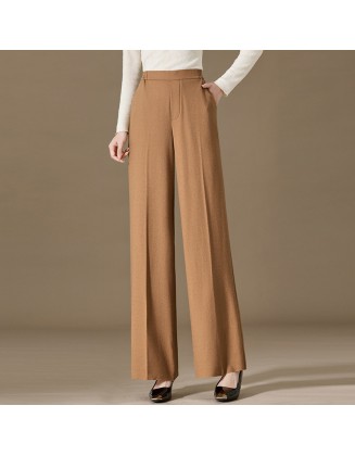 Draped skinny narrow wide-legged pants women wool commuter suit pants casual straight mopping pants