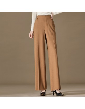 Draped skinny narrow wide-legged pants women wool commuter suit pants casual straight mopping pants